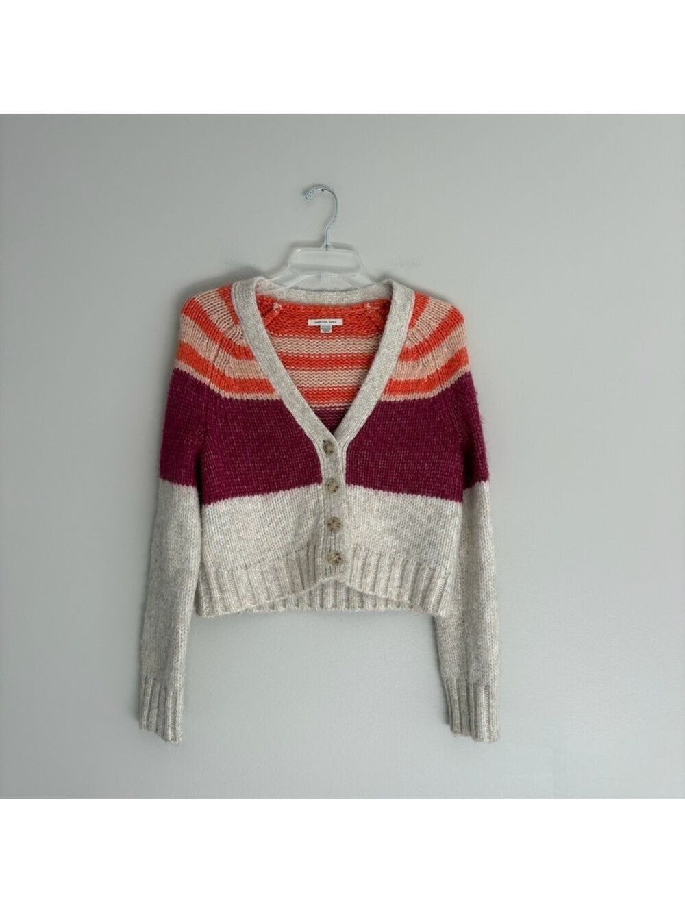 American Eagle Outfitters Striped Button-Up Cropped Cardigan Size XS